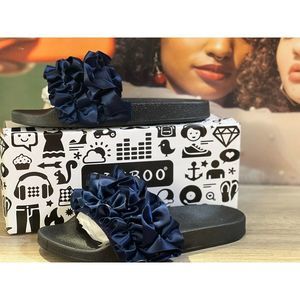 Women's silk Ruffle Decor Slide Sandals,Fashionable Open toe mule sz 8